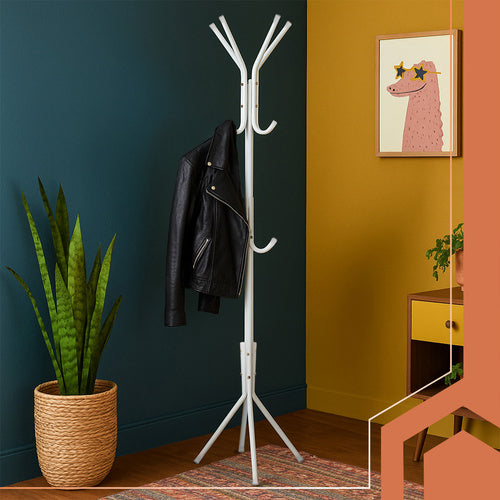 Standing Clothes Rack, White Metal, 170cm, 3 Levels