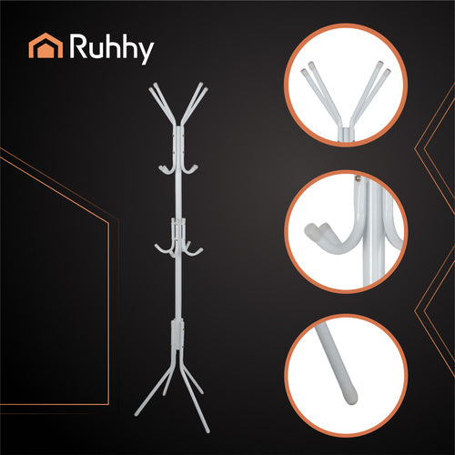 Standing Clothes Rack, White Metal, 170cm, 3 Levels