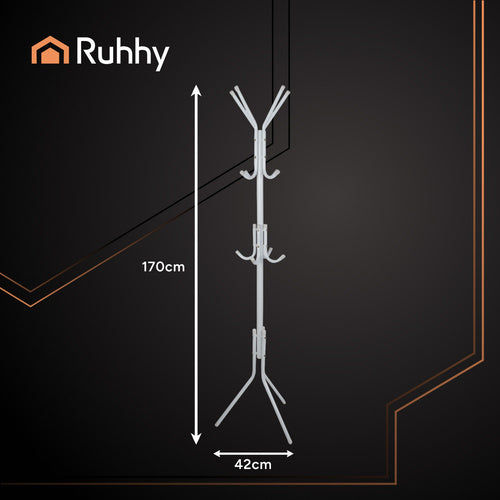 Standing Clothes Rack, White Metal, 170cm, 3 Levels