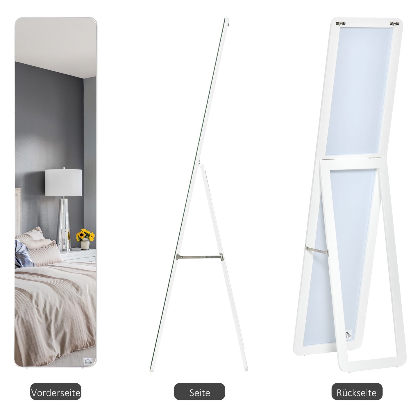 Full length standing mirror, folding frame, wall mountable