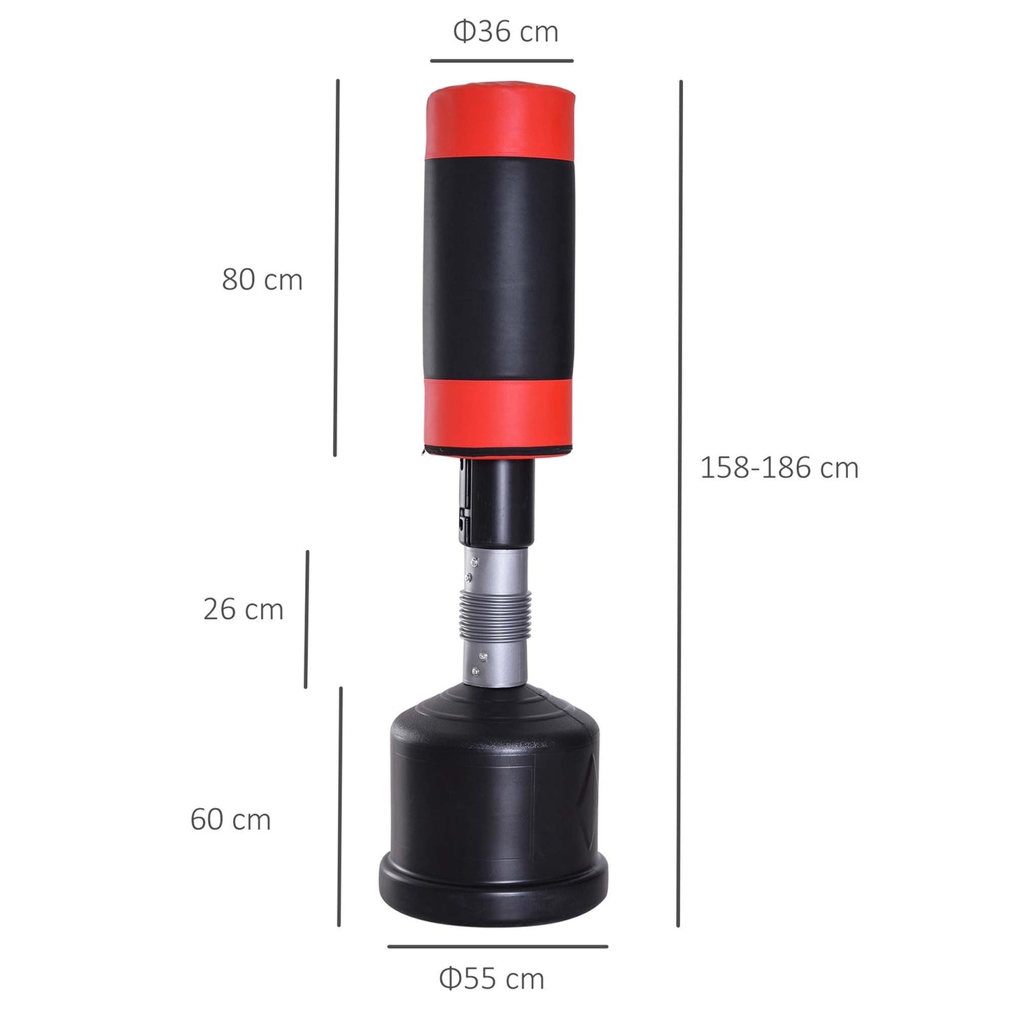Adjustable stand-alone punching bag for training, 158-186 cm