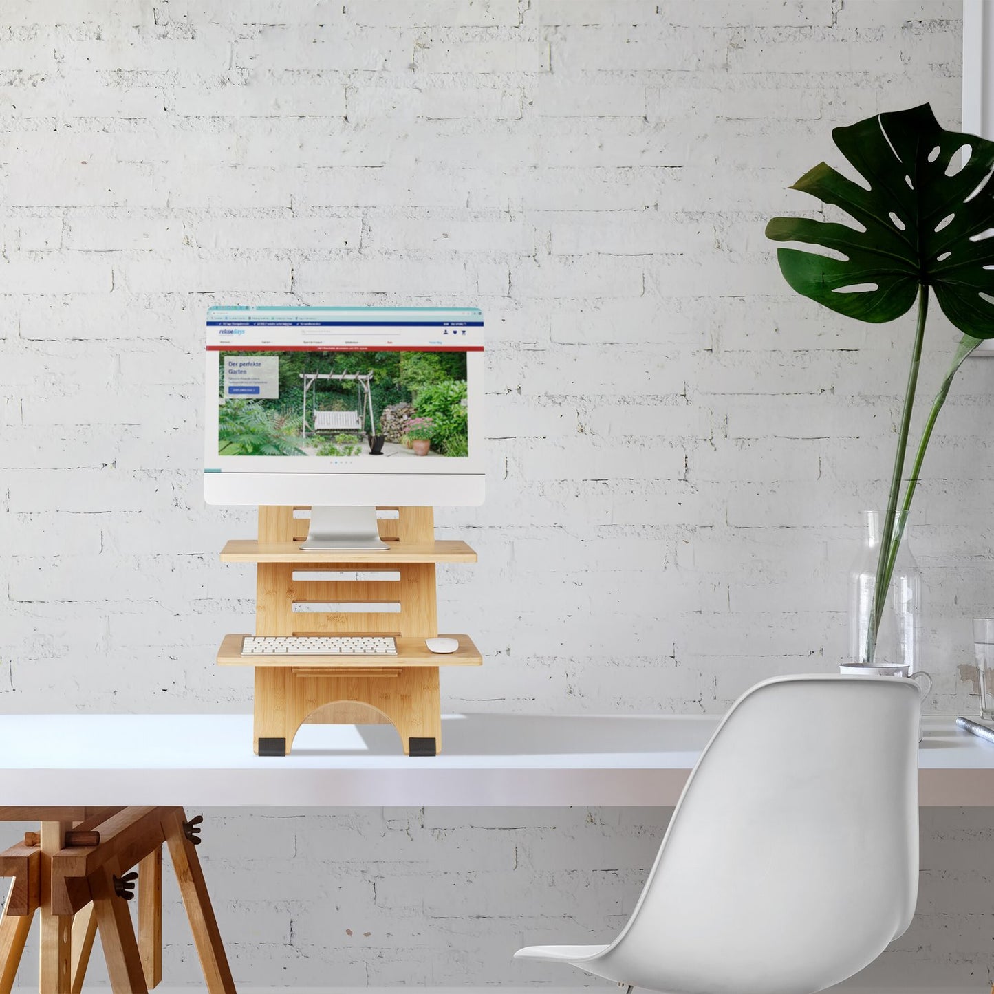 Standing bamboo desk top