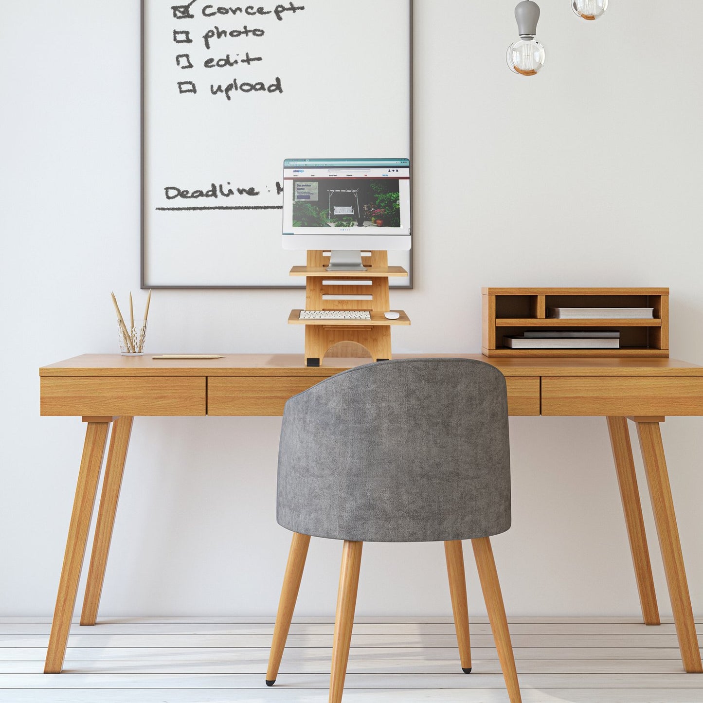 Standing bamboo desk top