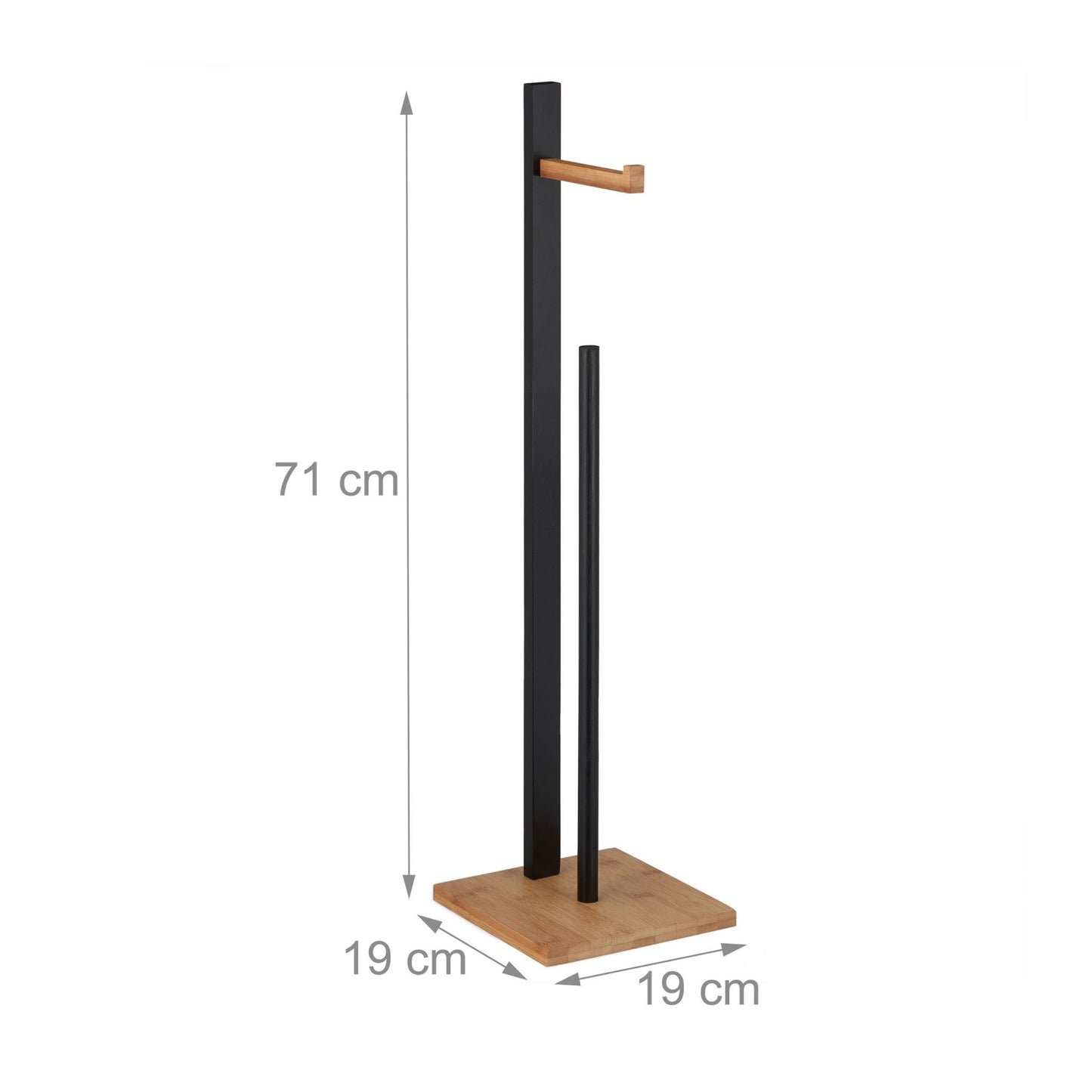Standing bamboo toilet paper holder