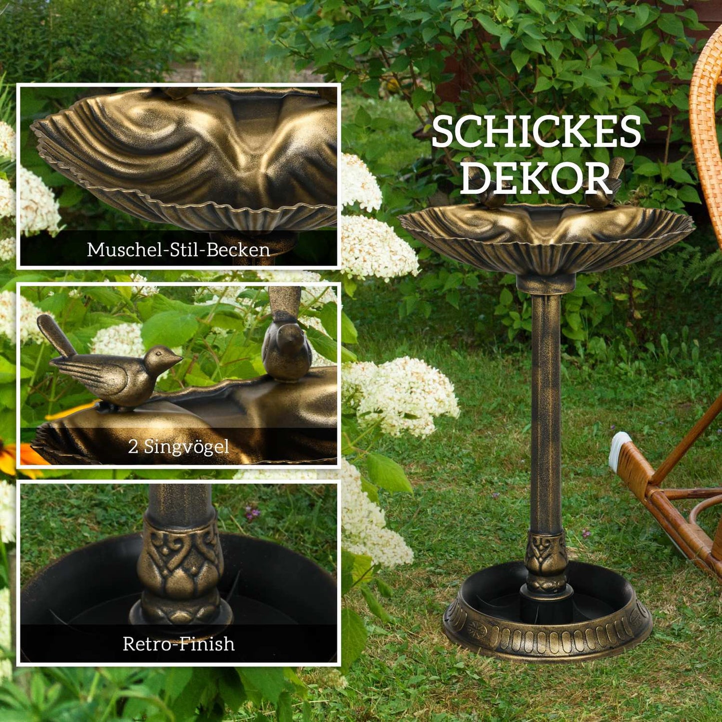 Plastic bird bath, frost-proof sink for garden or balcony