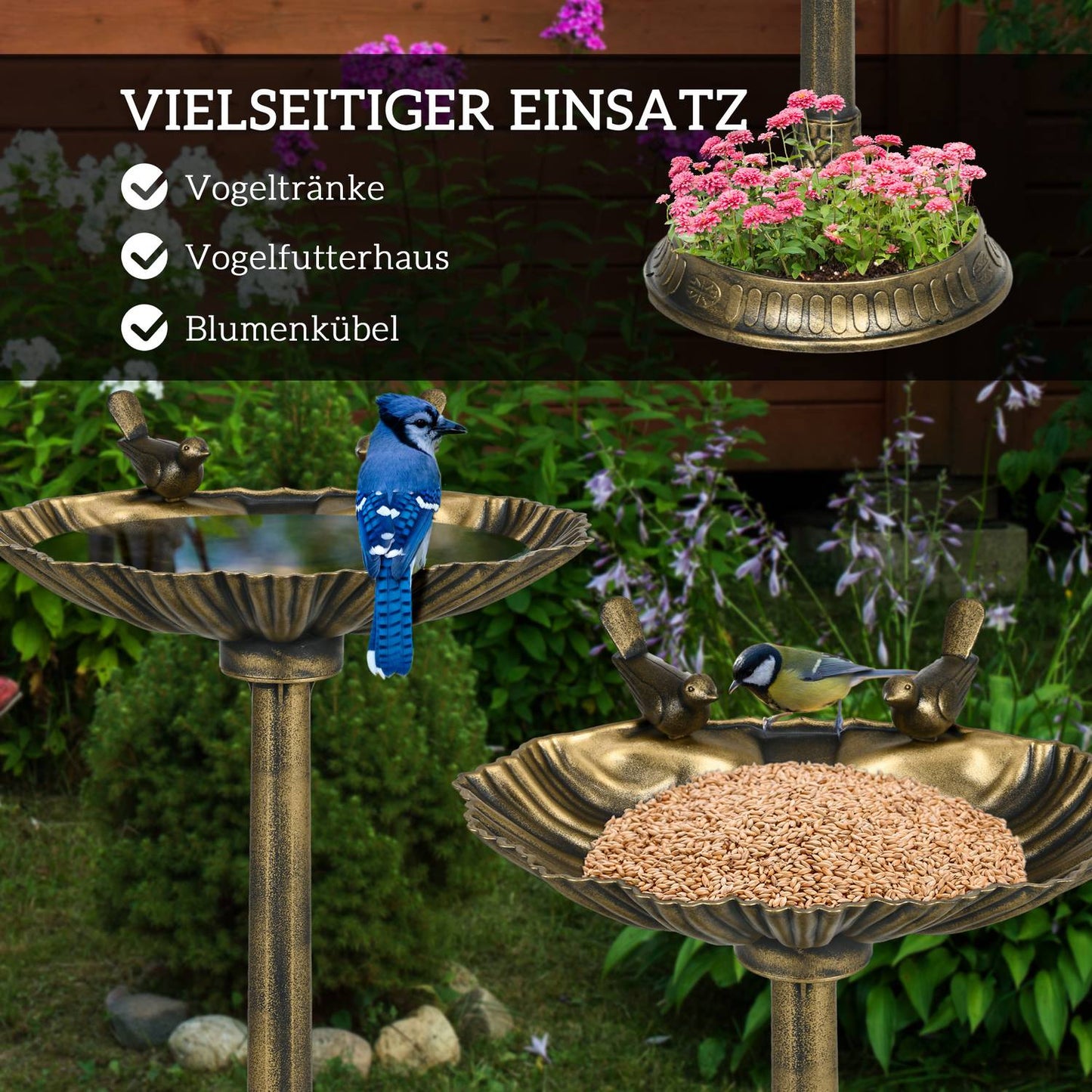 Plastic bird bath, frost-proof sink for garden or balcony