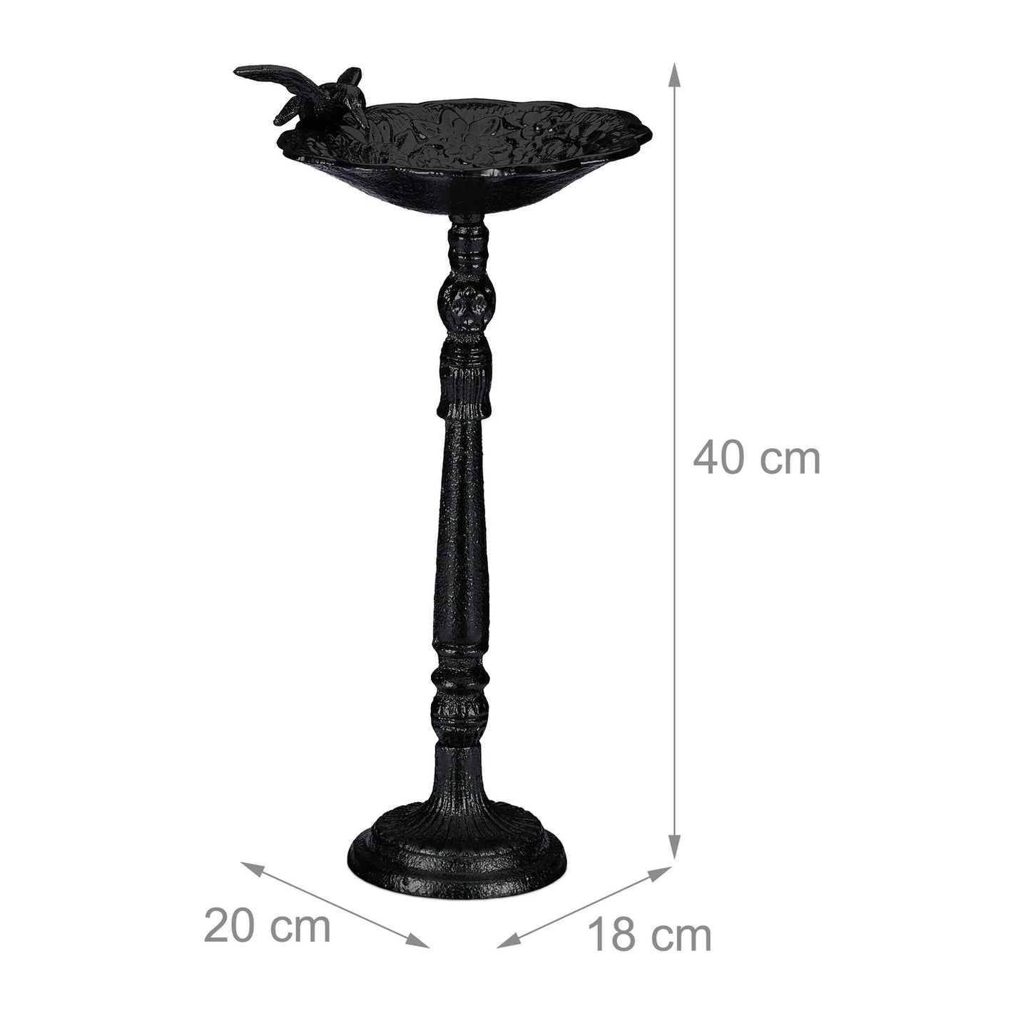 Standing bird bath in cast iron