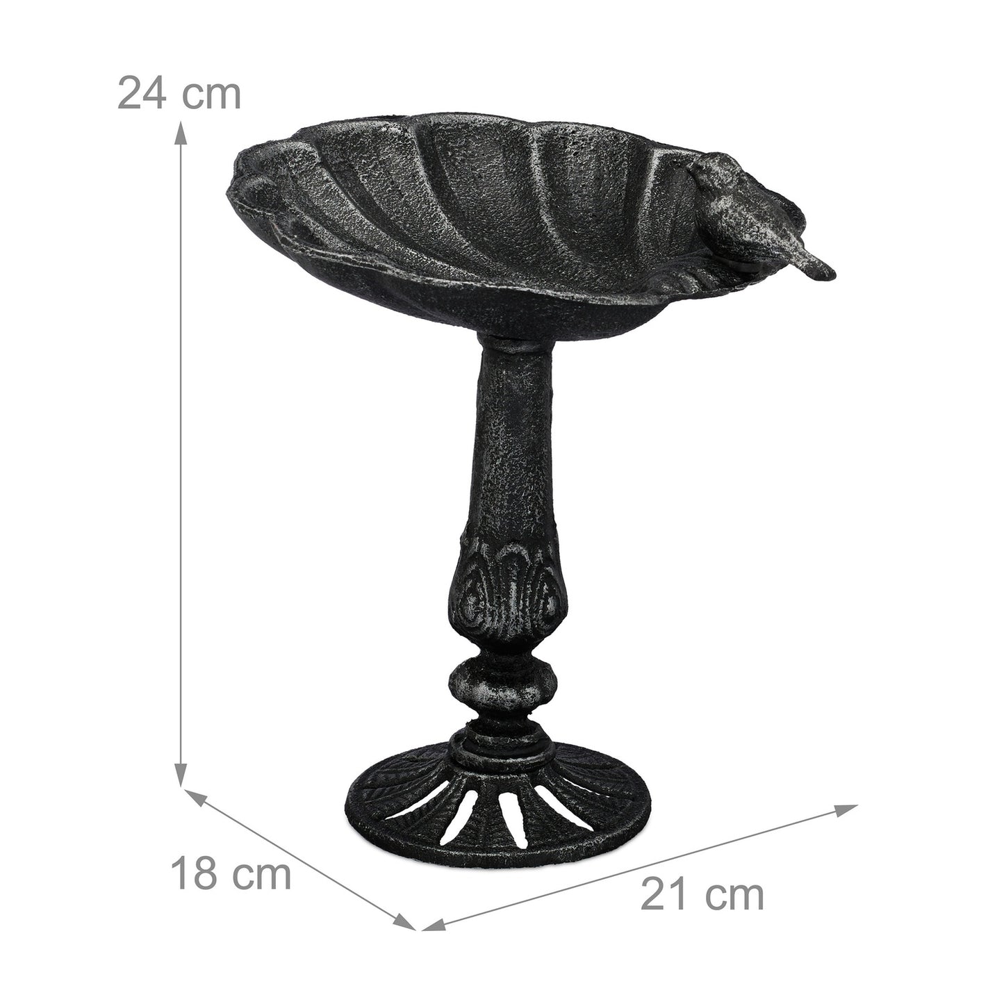 Standing bird bath in cast iron
