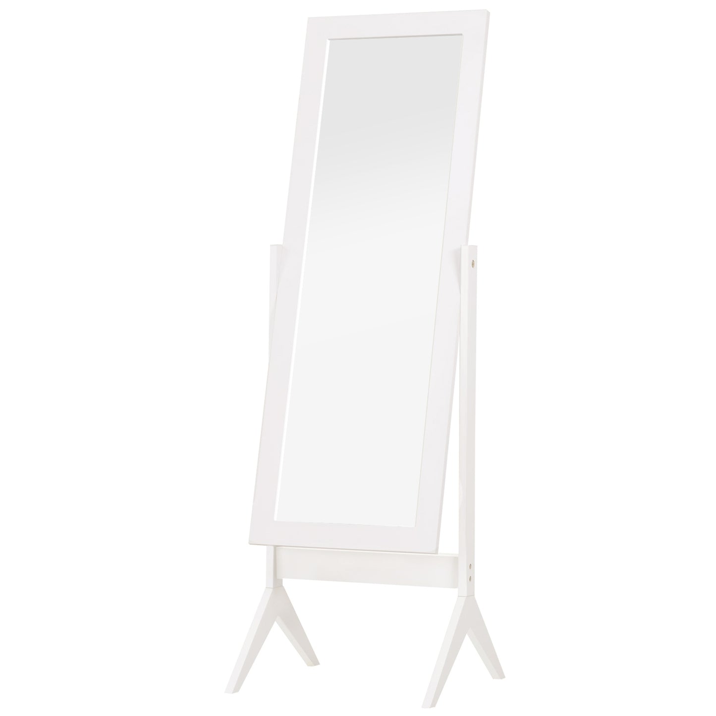 Tall full-length mirror with stand, MDF, white, 47x46x148cm