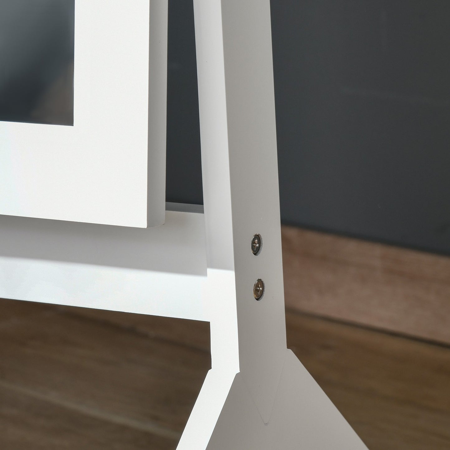 Tall full-length mirror with stand, MDF, white, 47x46x148cm