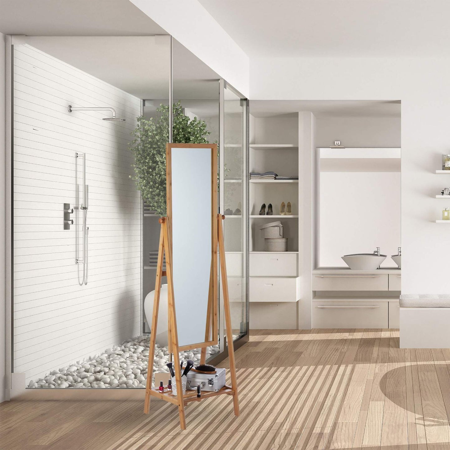 Standing mirror bamboo