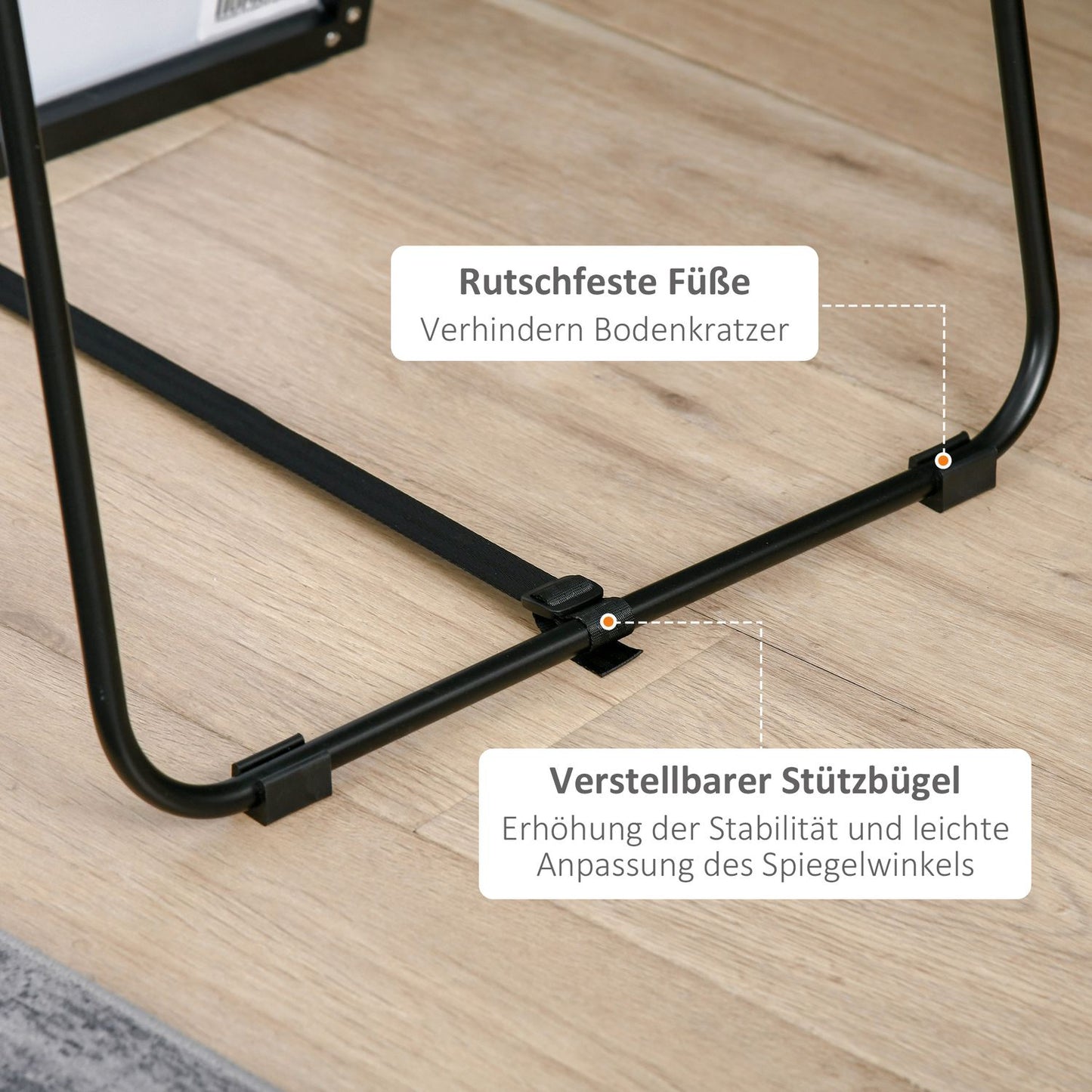 Full length dressing mirror, aluminum frame for bedroom