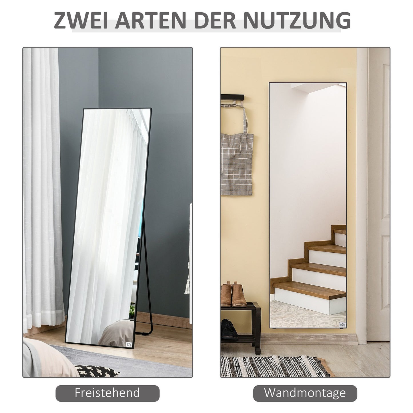 Full length dressing mirror, aluminum frame for bedroom