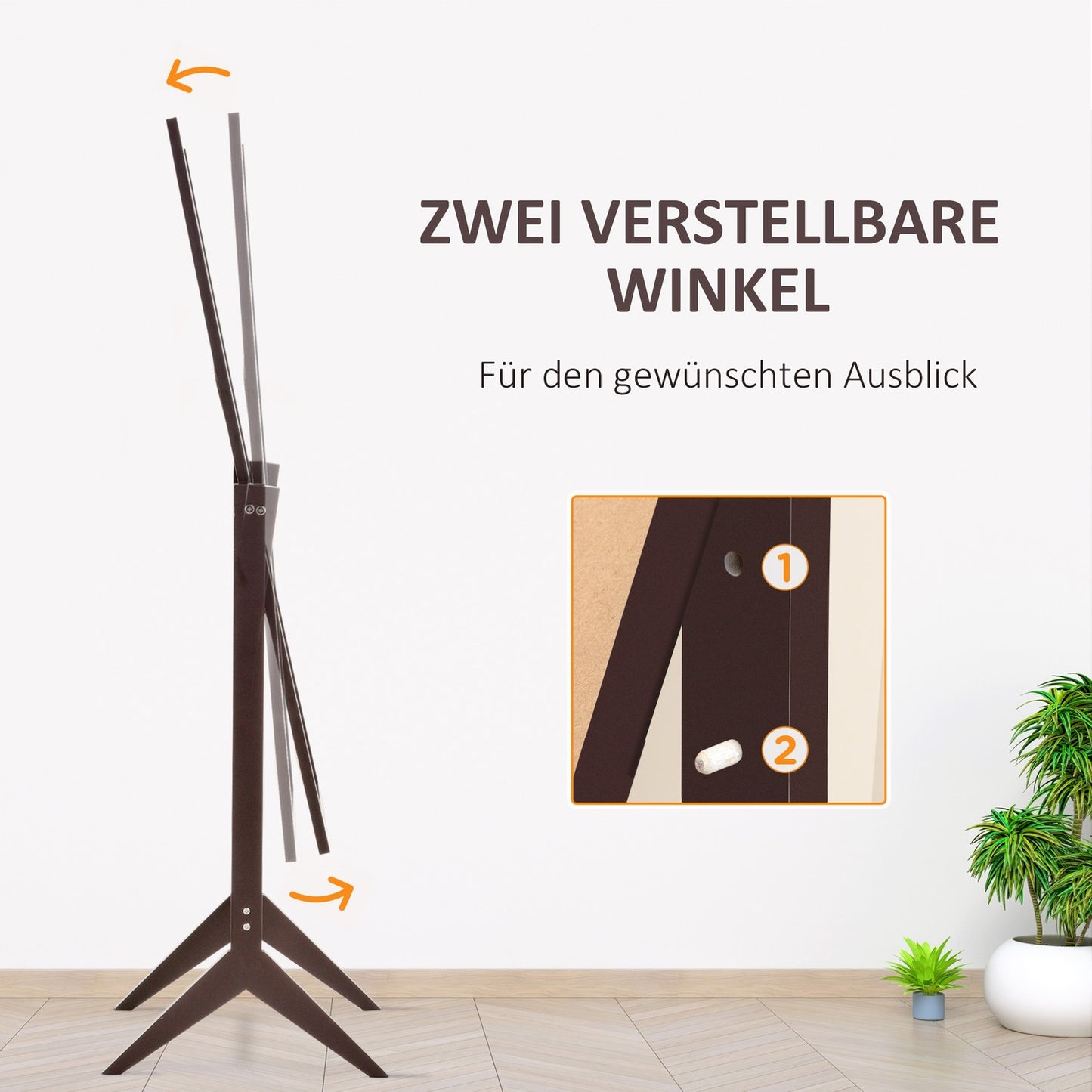 Standing full-length mirror, easy-care MDF, 47x46x148 cm
