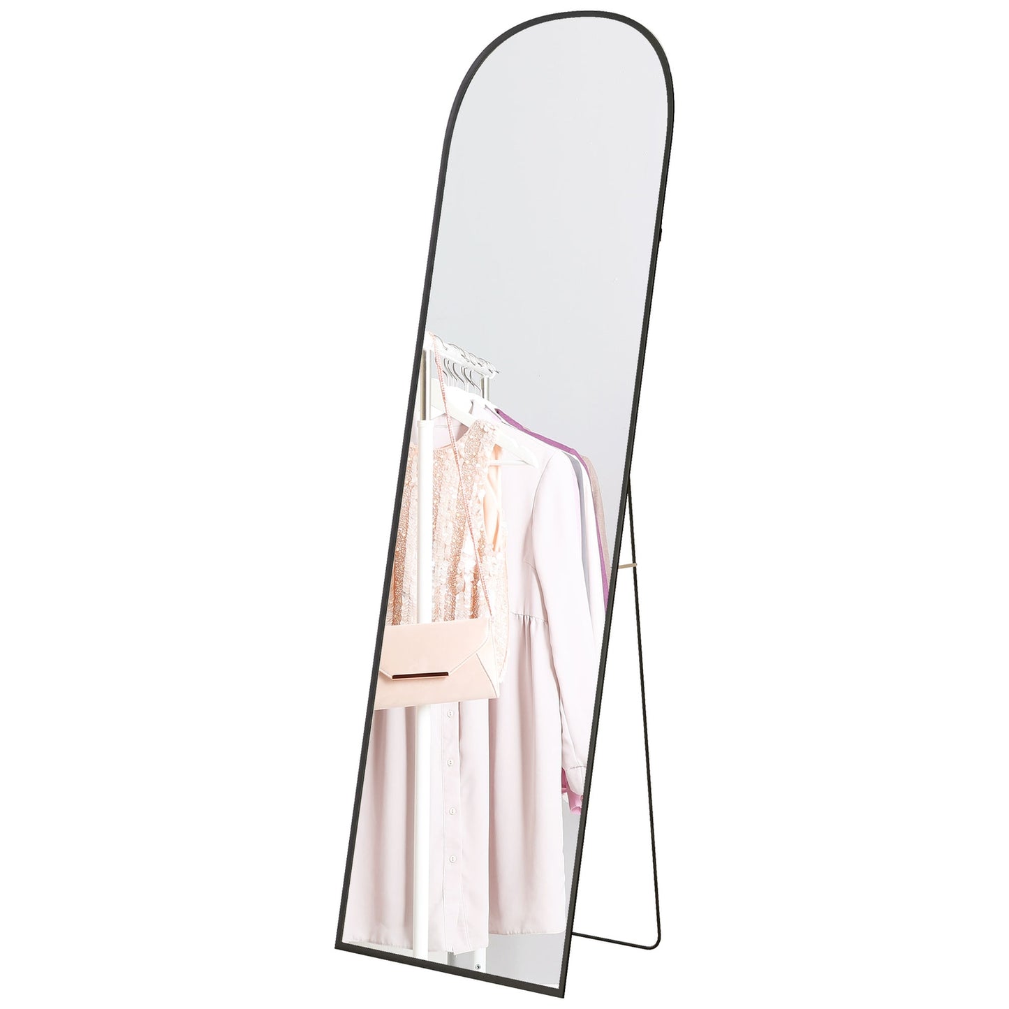 Full-Length Black Mirror, Aluminum Frame, 50x170 cm