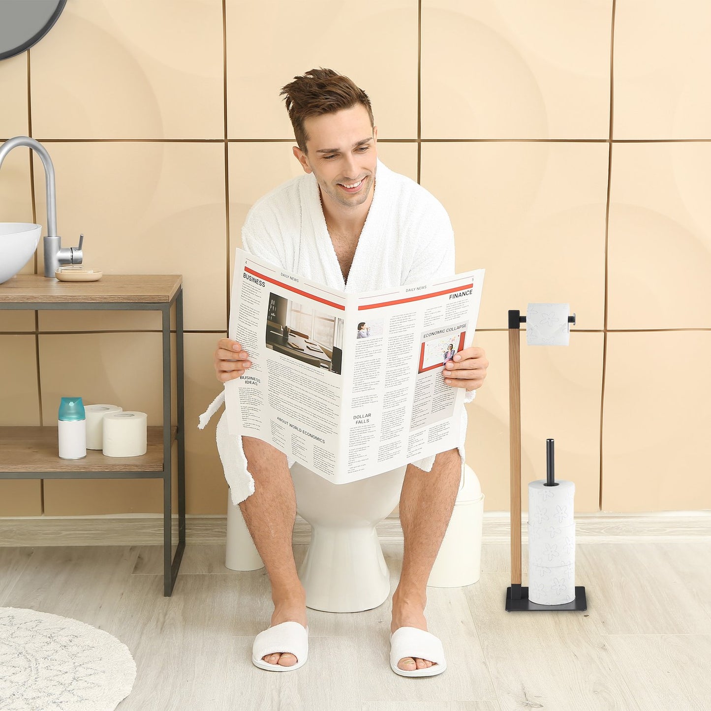Standing toilet paper holder