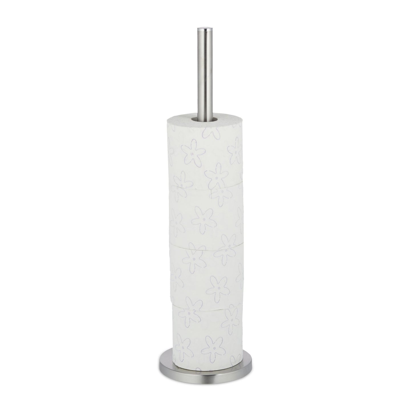 Standing toilet paper holder in metal
