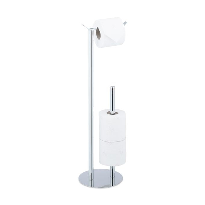 Standing toilet paper holder in silver