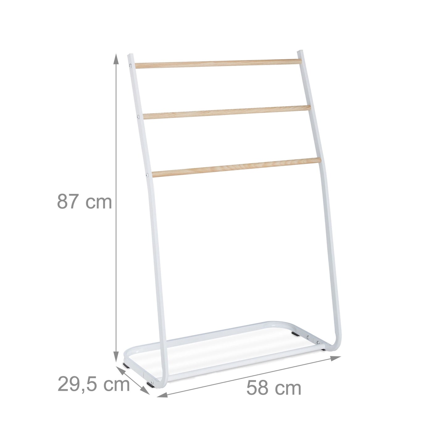 Standing towel hanger in metal