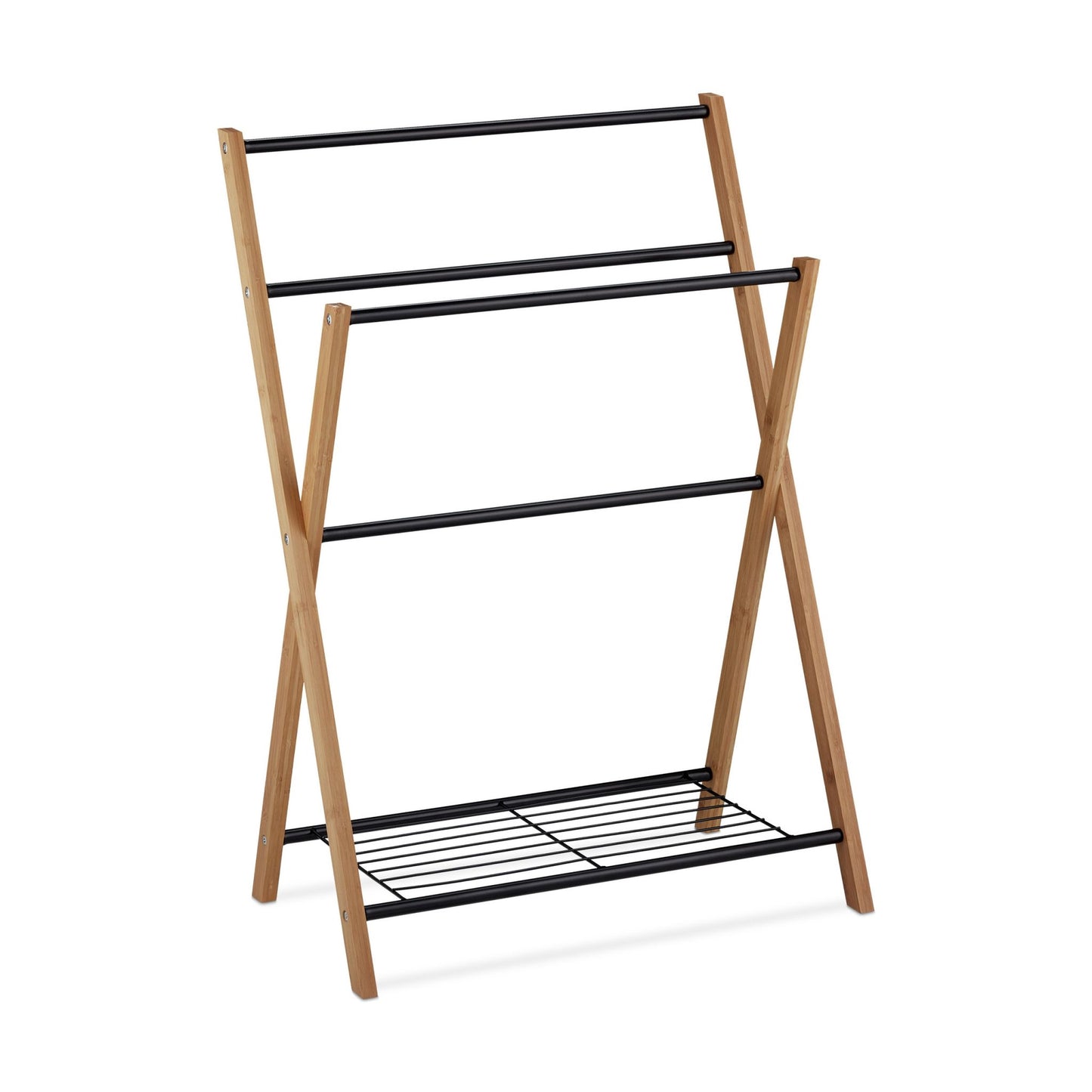 Standing towel rail with shelf