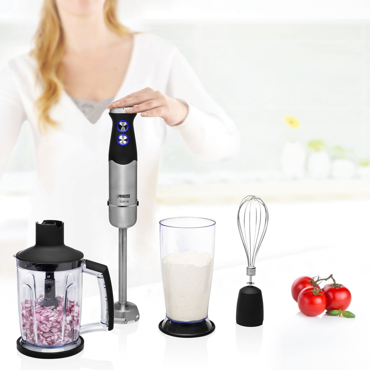 Stand mixer set 1000W XL stainless steel