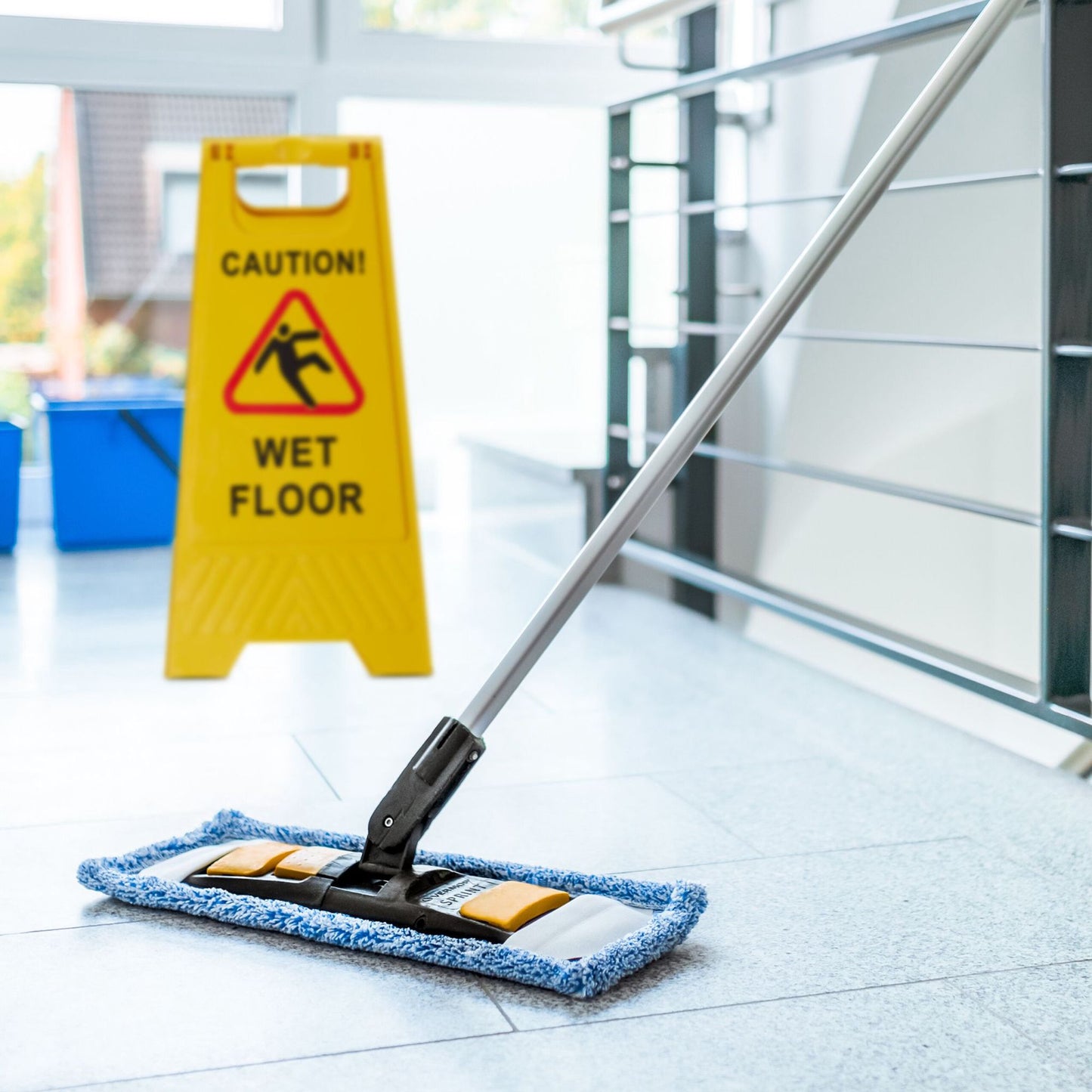 Stand-up display for slip hazard English set of 2