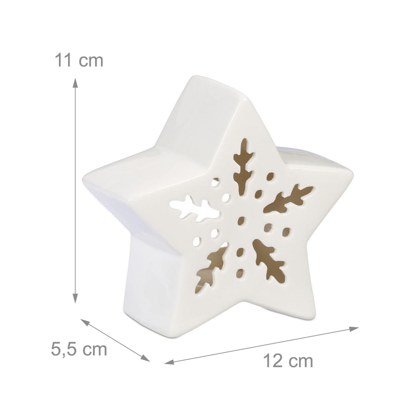 Star-Shaped Ceramic Tealight Holder, White