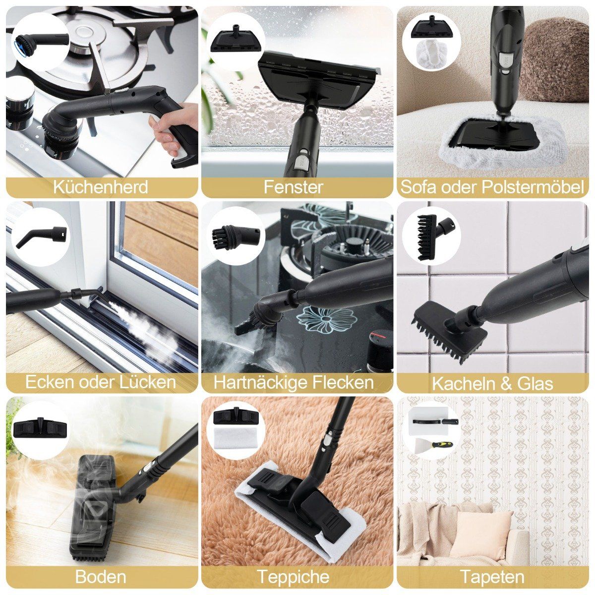 Steam cleaner 2000W Steam pressure: 5 bar Tank: 1.8L Temperature: up to 160℃ White