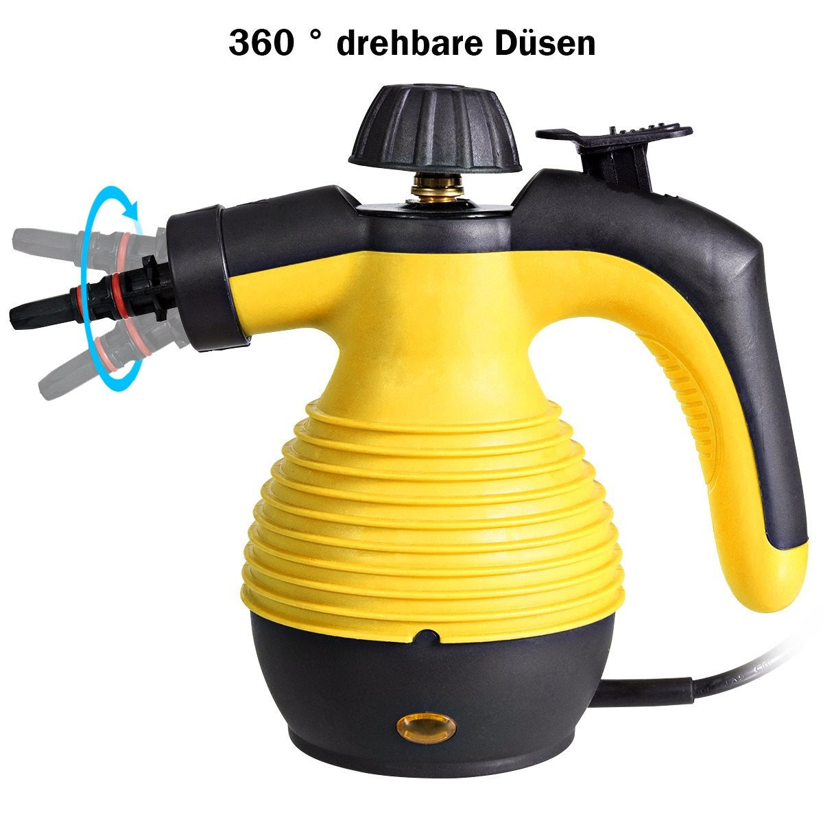 Steam cleaner handheld 9-piece accessory set and safe design steam cleaning yellow