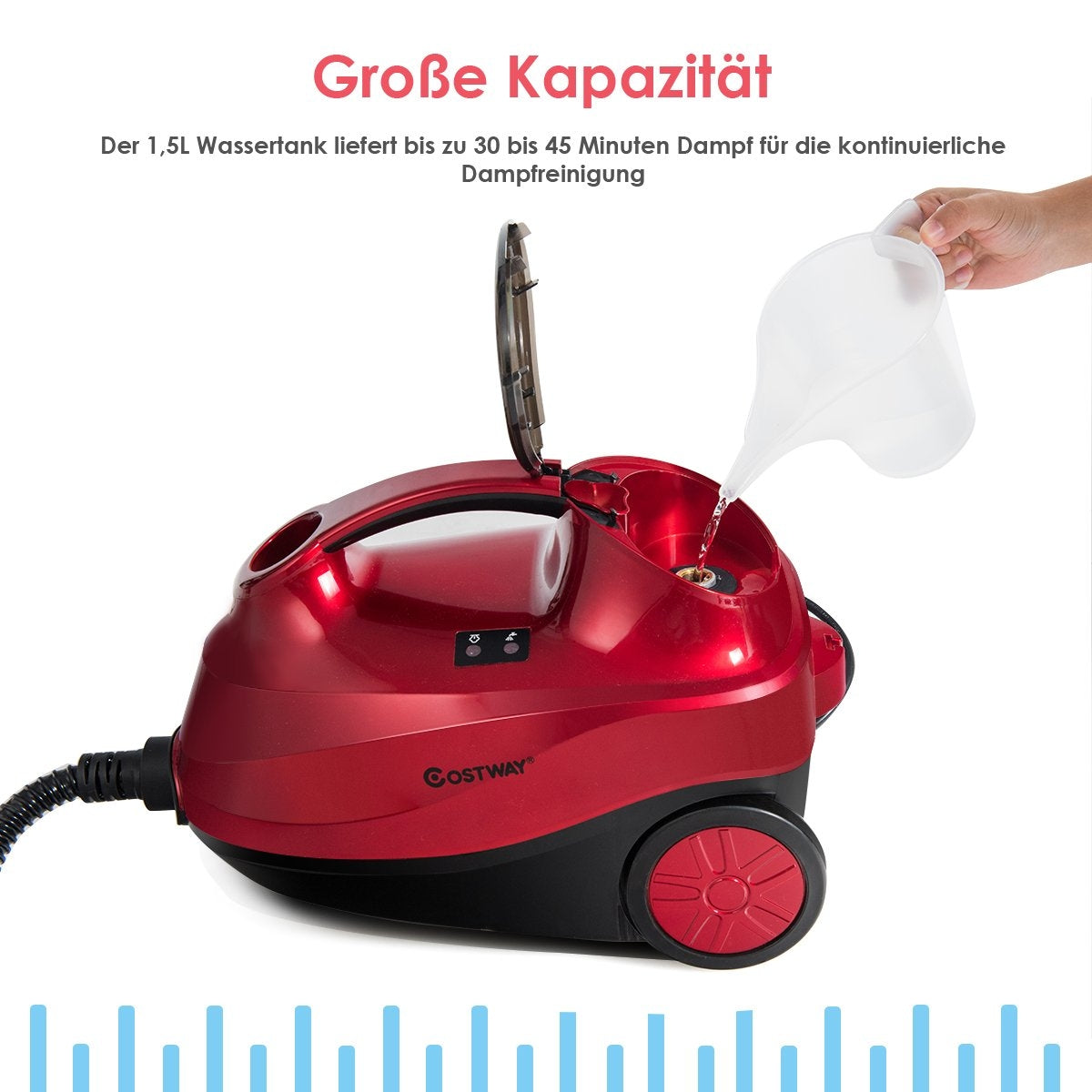 Steam cleaner steam broom 2000W floor steam cleaner with 19 accessories red
