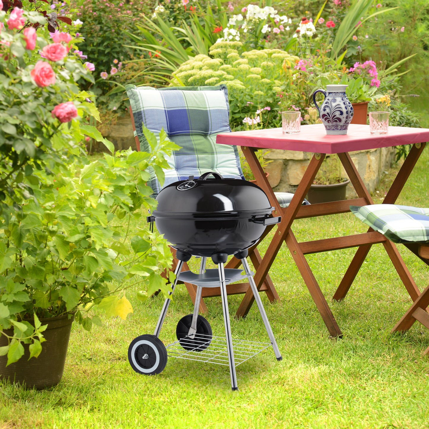 Steel Barbecue with Lid & Shelf