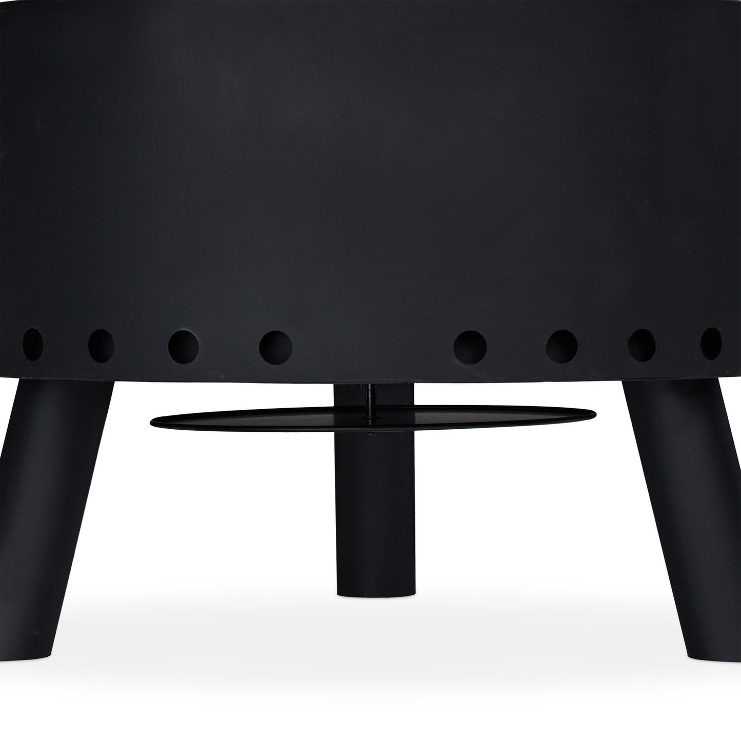 Steel Fire Bowl with Spark Guard and Heat Shield