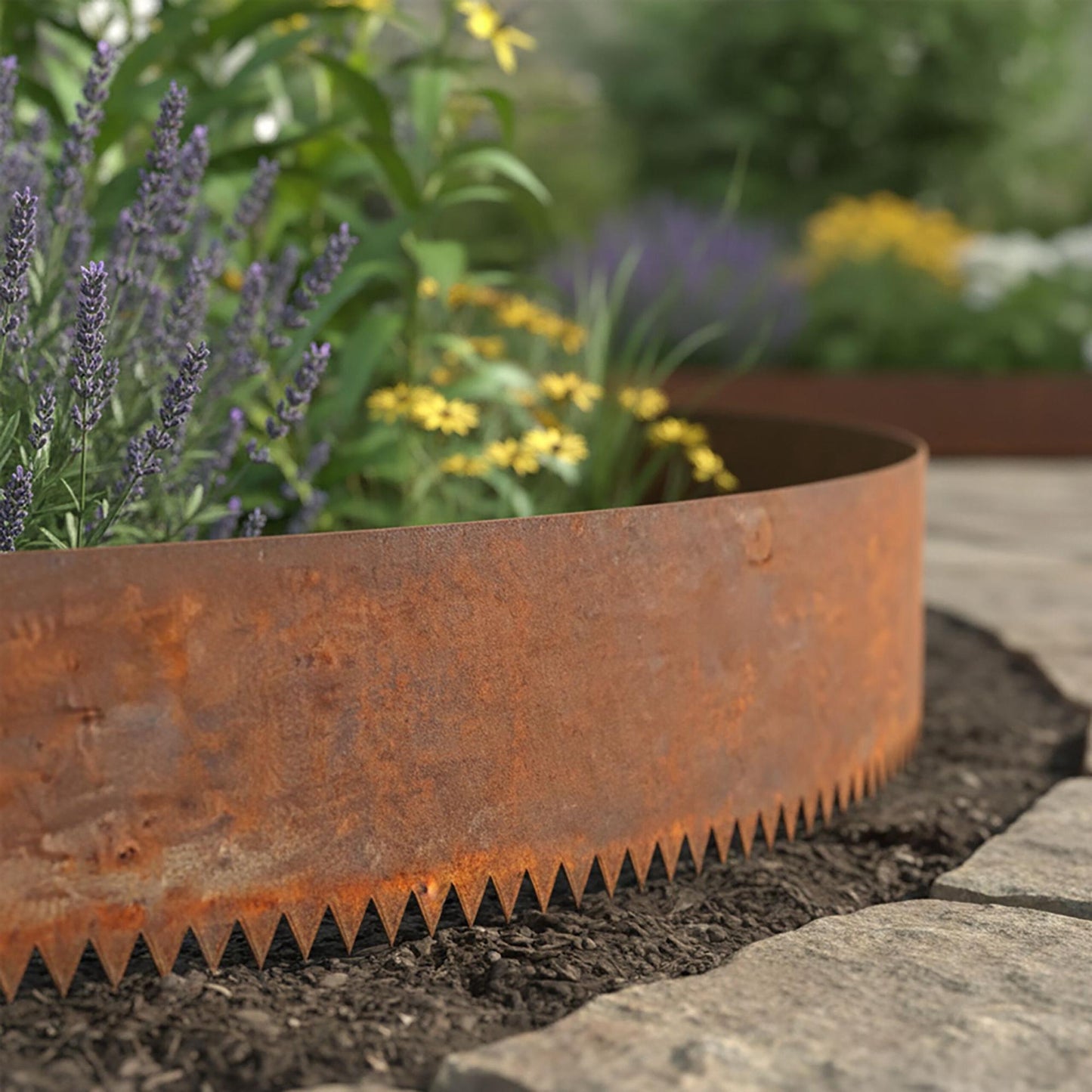 Steel Lawn Edging – Rust Look, Flexible Garden Border