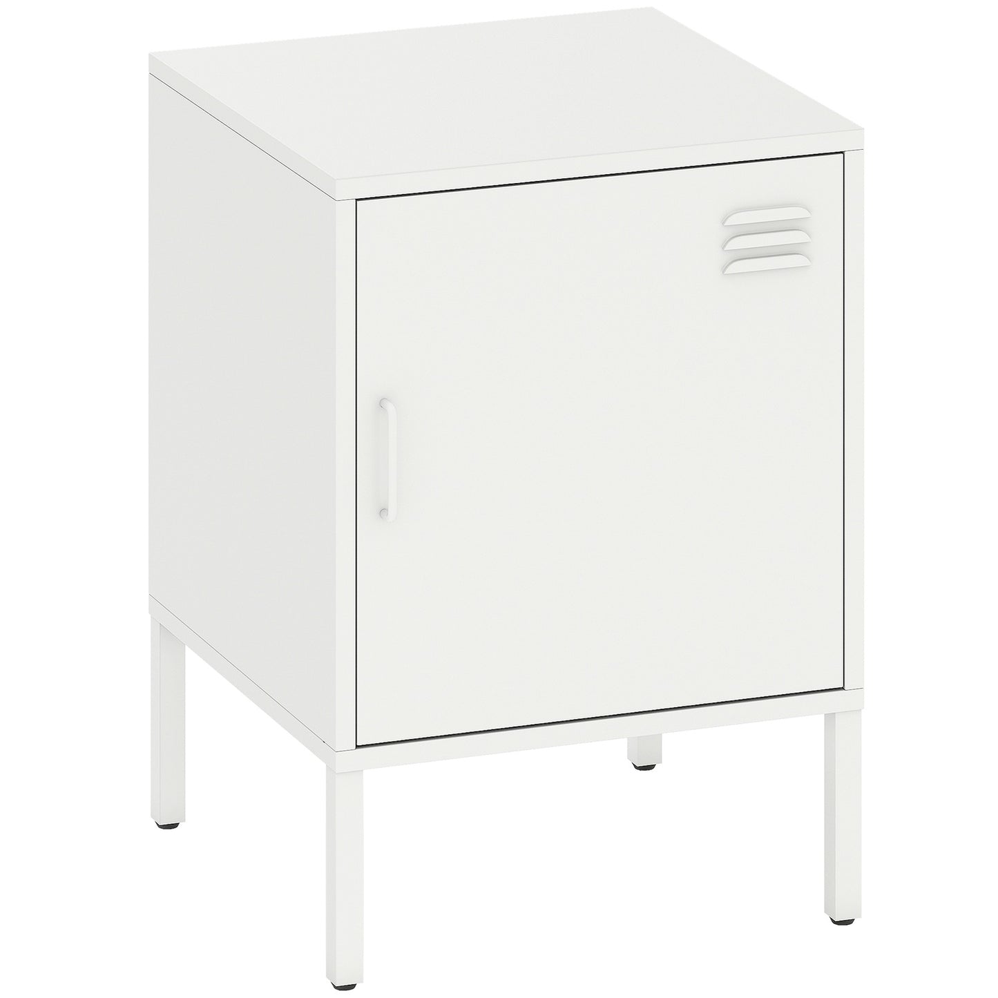 Steel Nightstand with Adjustable Shelf – White, 40x40x56 cm