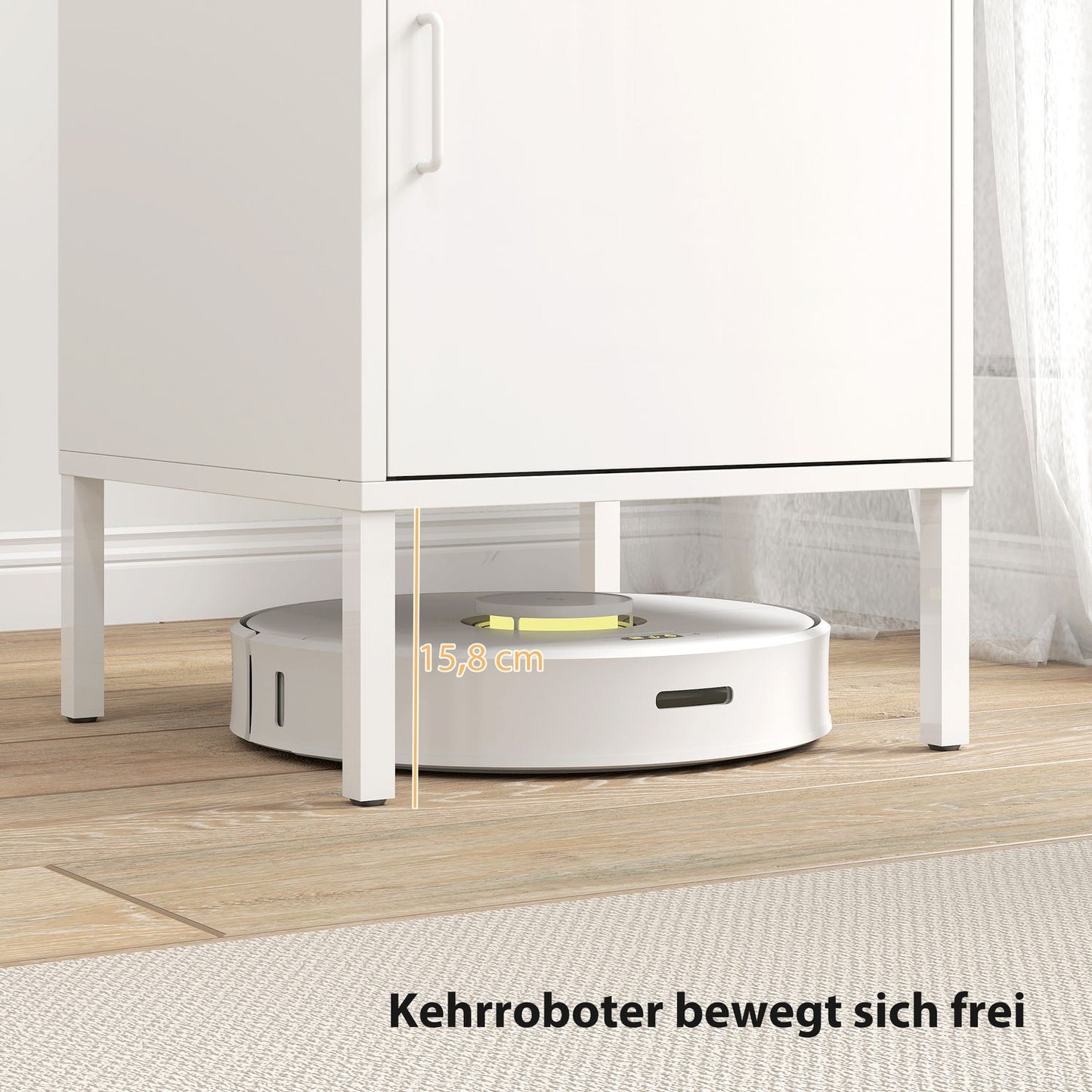 Steel Nightstand with Adjustable Shelf – White, 40x40x56 cm