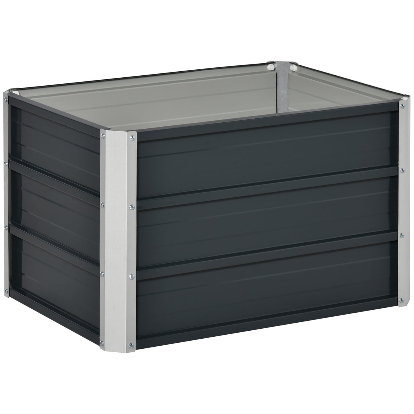 Steel raised garden pot with gloves, dark grey