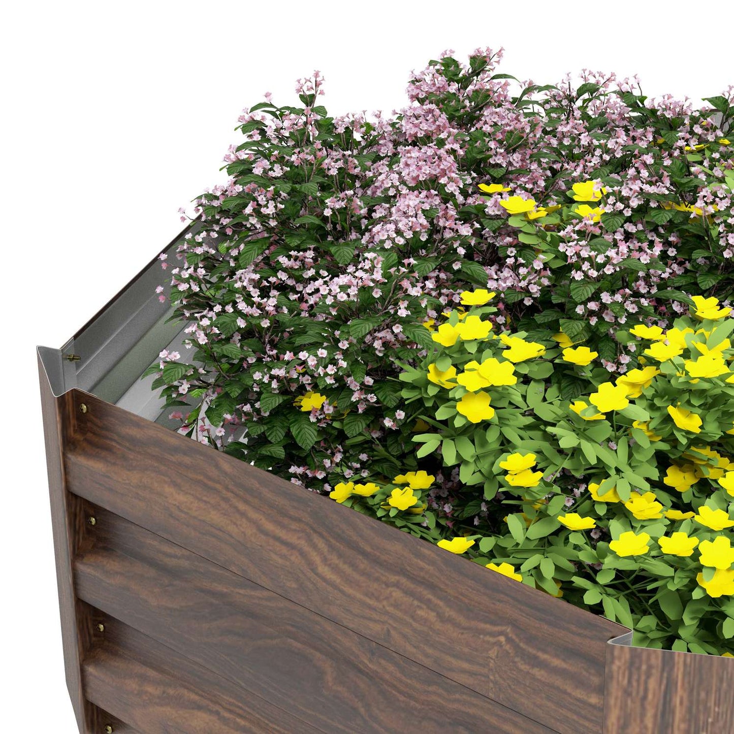 Hexagonal raised garden bed, wood effect, dark brown