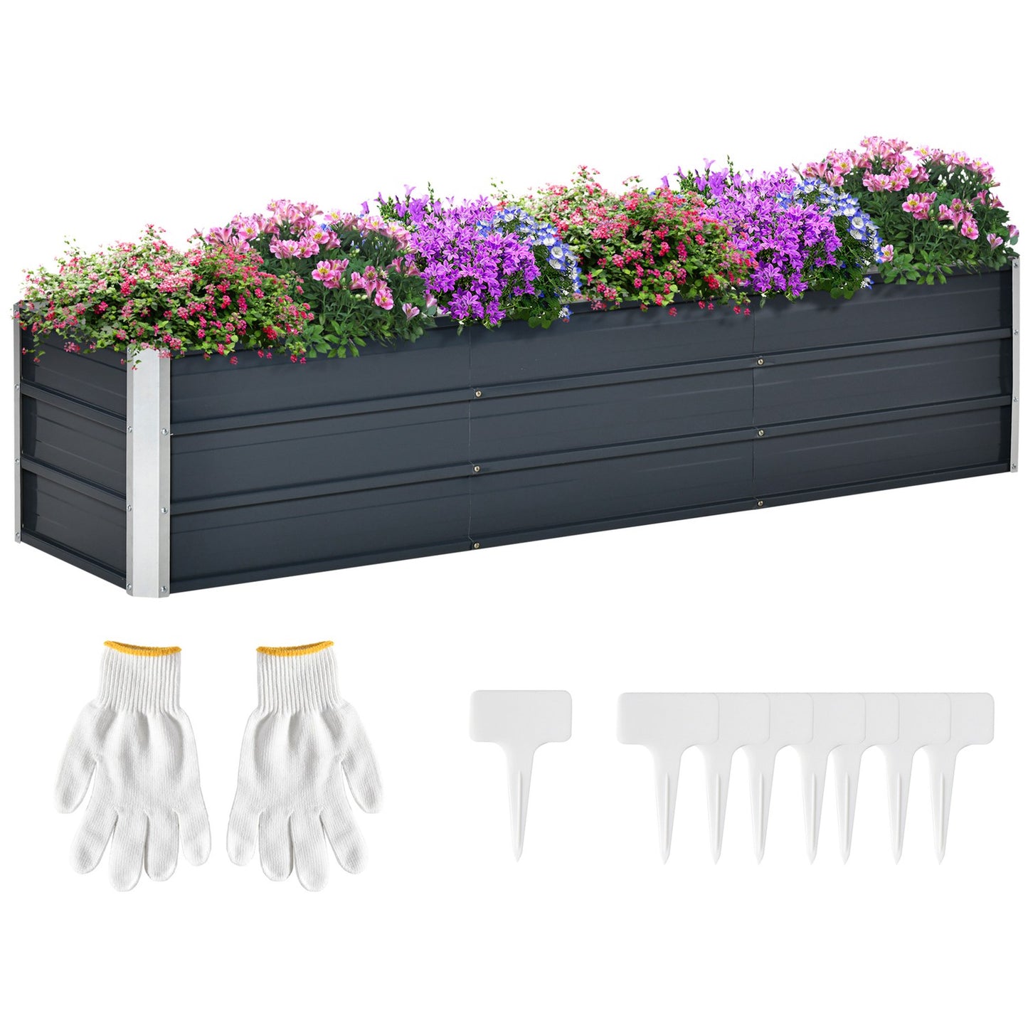 Steel XXL Raised Garden Bed Planter Box, 183x47x40 cm