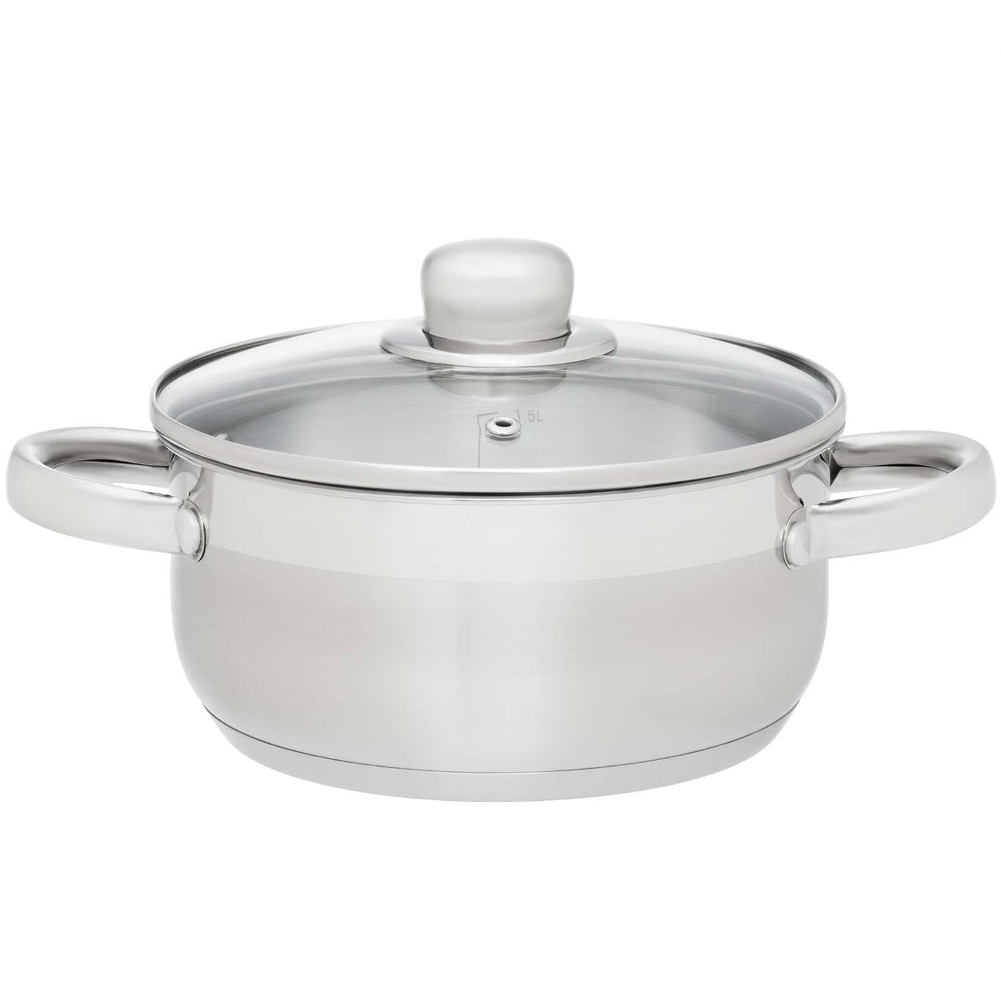 Steel Saucepan with Glass Lid, 2L Capacity