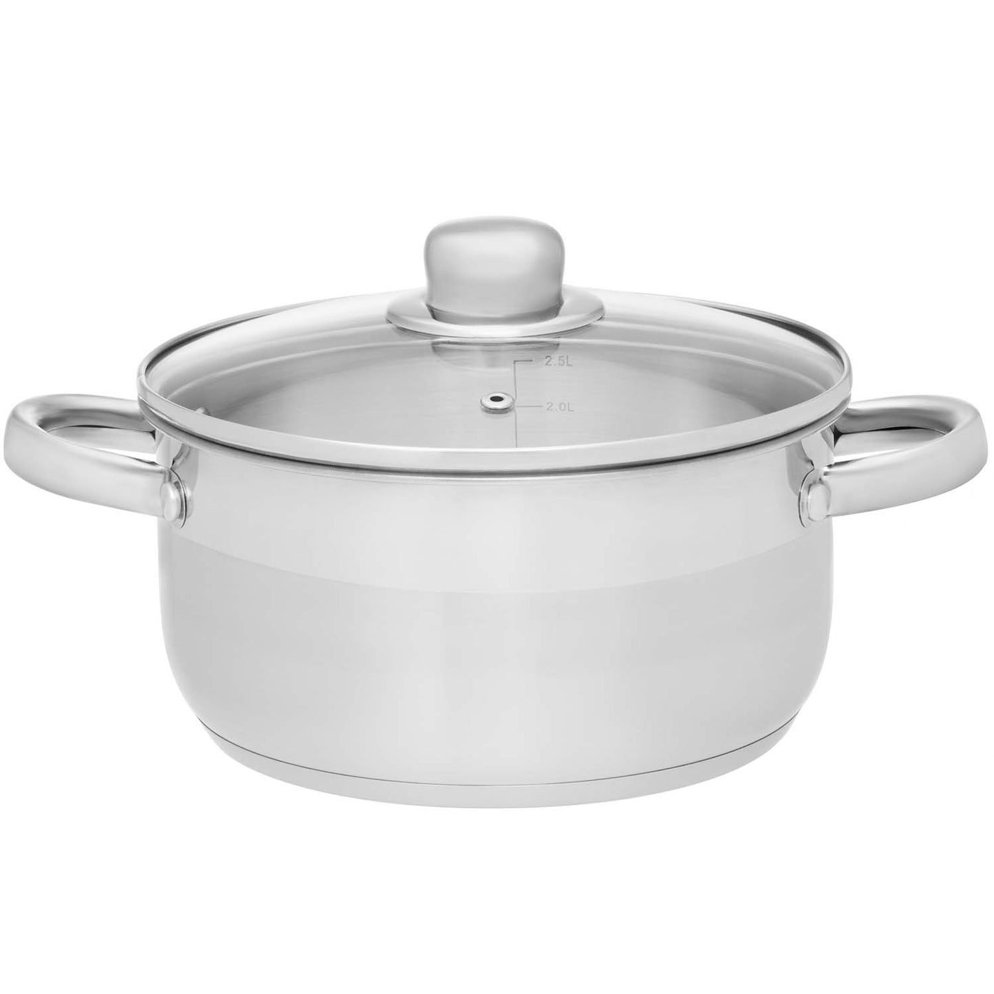 Steel Saucepan with Glass Lid, 3L Capacity