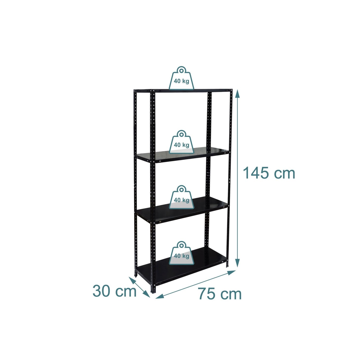 Steel Shelving Unit, 160 kg Capacity, Bolt-Together