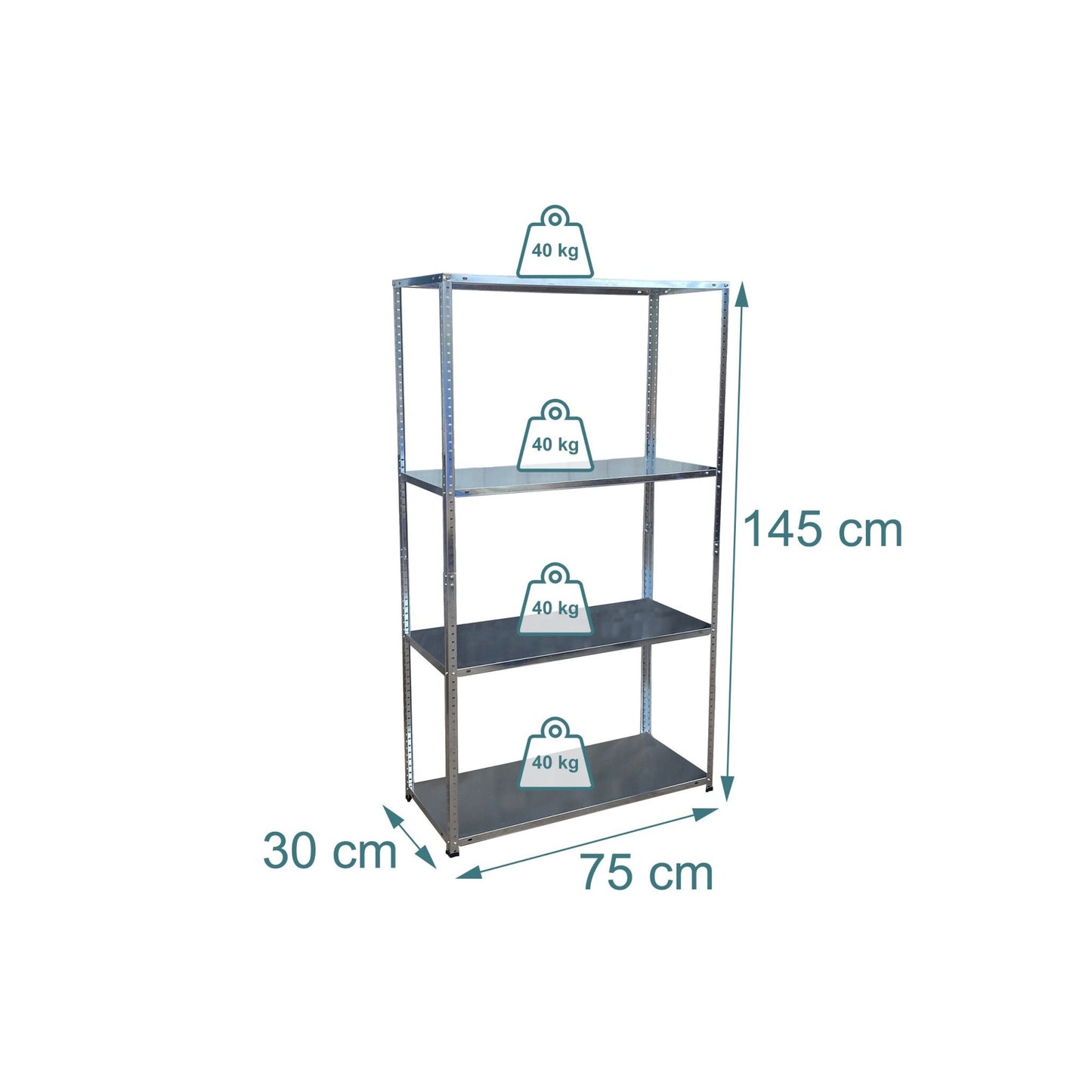 Steel Shelving Unit, 160kg Capacity, Bolt-Together