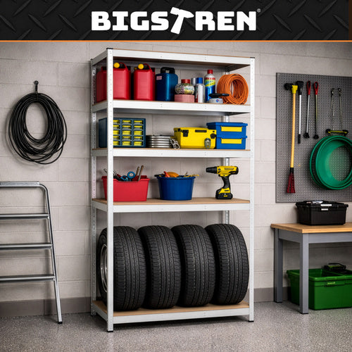 Steel Storage Rack, 5 Shelves, 180x100x60 cm, 1 Ton Capacity