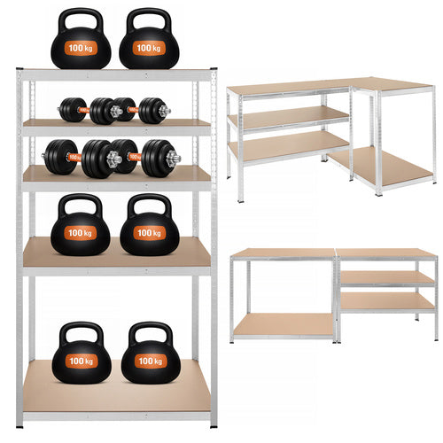 Steel Storage Rack, 5 Shelves, 180x100x60 cm, 1 Ton Capacity