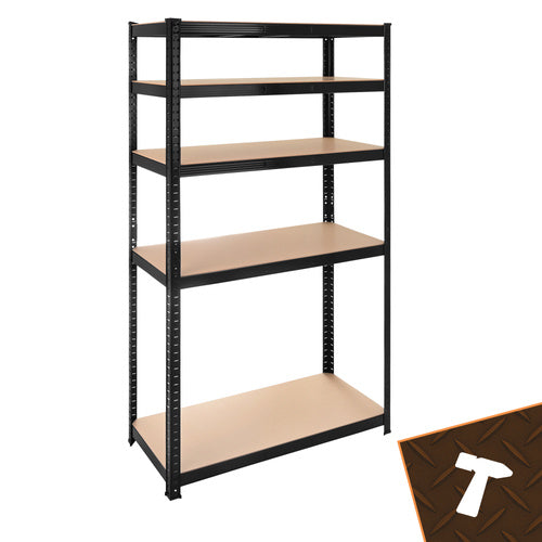 Steel Storage Rack, 5 Shelves, 180x90x40 cm, Black