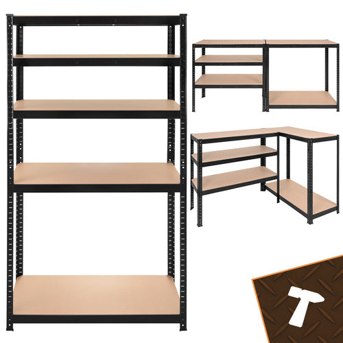 Steel Storage Rack, 5 Shelves, 180x90x40 cm, Black