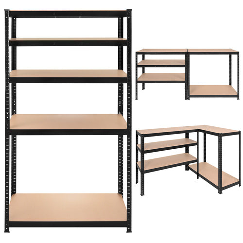 Steel Storage Rack, 5 Shelves, 180x90x40 cm, Black