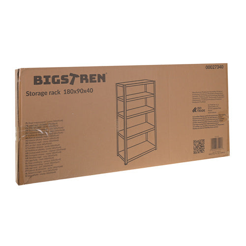 Steel Storage Rack, 5 Shelves, 180x90x40 cm, Black