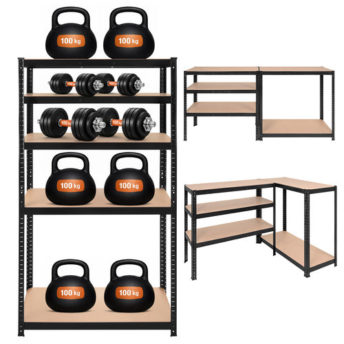 Steel Storage Rack, 5 Shelves, 180x90x40 cm, Black