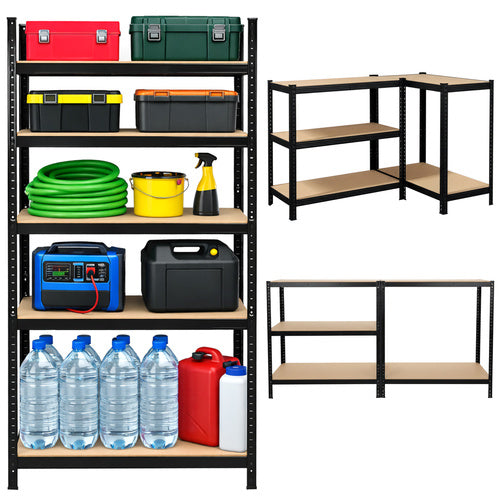 Steel Storage Rack, 5 Shelves, 180x90x40 cm, Black
